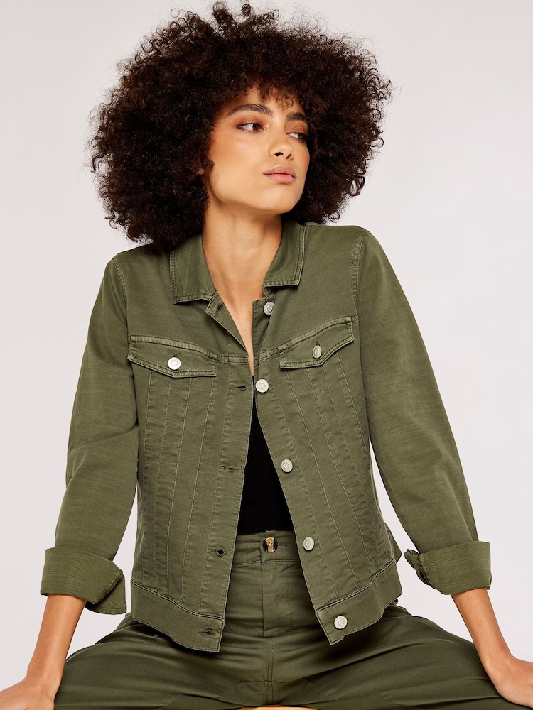 Apricot Green Lightweight Denim Jacket - Image 1 of 4