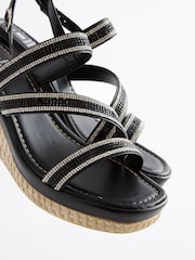 Schwarz - Forever Comfort Bling Schuhe mit Keilabsatz und eckiger Zehenpartie - Bild 3 von 5