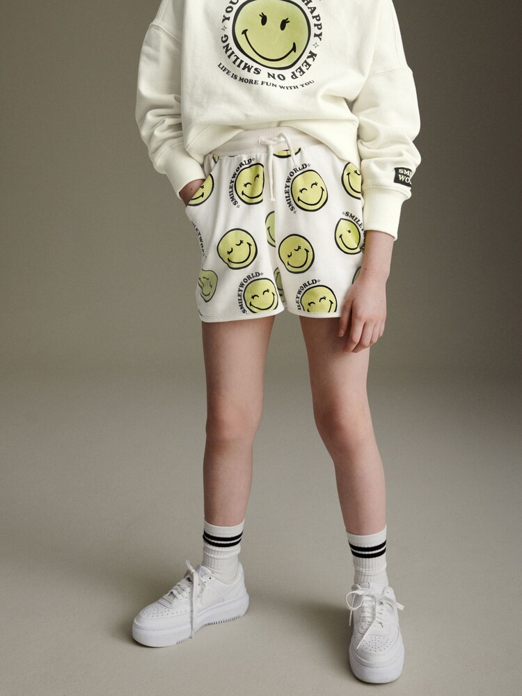 SmileyWorld Ecru Cream Runner Jersey Shorts (3-16yrs) - Image 2 of 7 SmileyWorld Ecru Cream Runner Jersey Shorts (3-16yrs) - Image 2 of 7