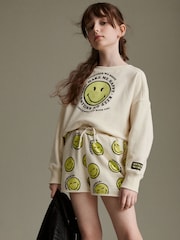 SmileyWorld Ecru Cream Runner Jersey Shorts (3-16yrs) - Image 3 of 7