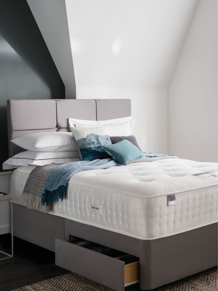Silentnight White Pocket Geltex 3000 Medium Divan Set and Headboard - Image 1 of 6