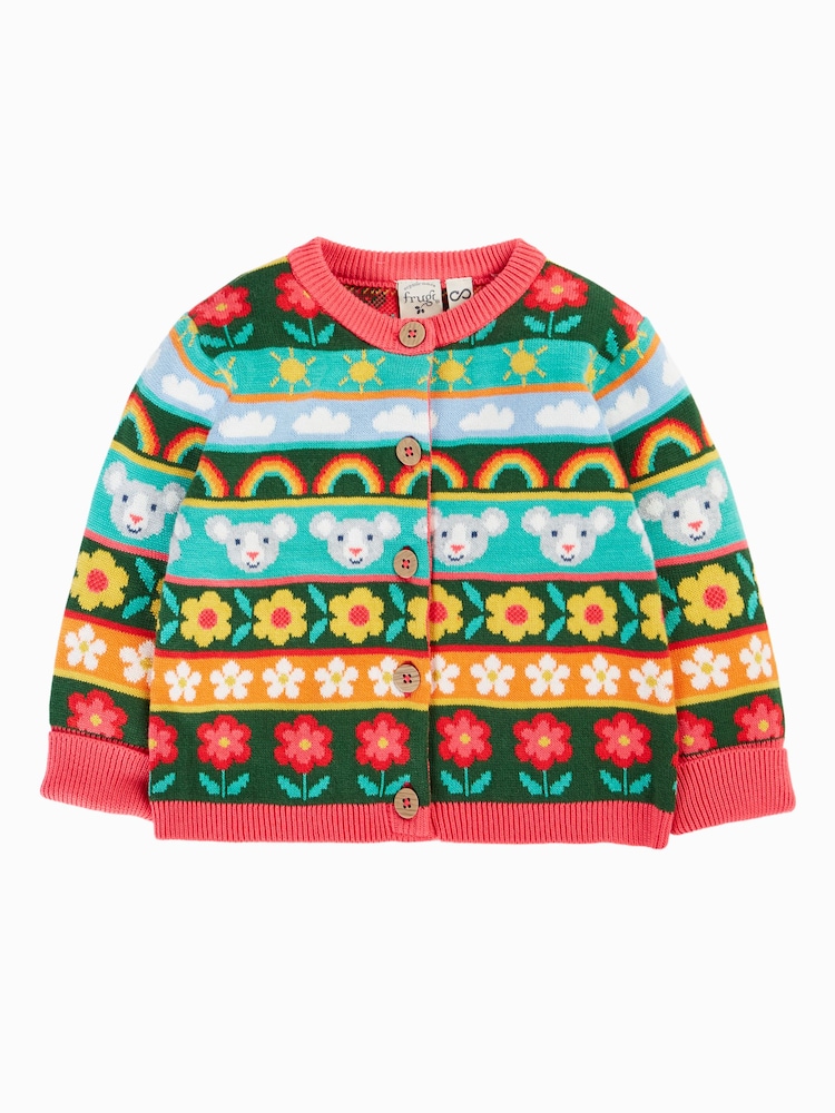 Frugi Blue Robyn Fairisle Cardigan - Image 2 of 4 Frugi Blue Robyn Fairisle Cardigan - Image 2 of 4