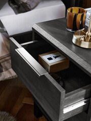Black Bronx Oak Effect 2 Drawer Bedside Table - Image 3 of 9