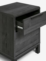 Black Bronx Oak Effect 2 Drawer Bedside Table - Image 9 of 9