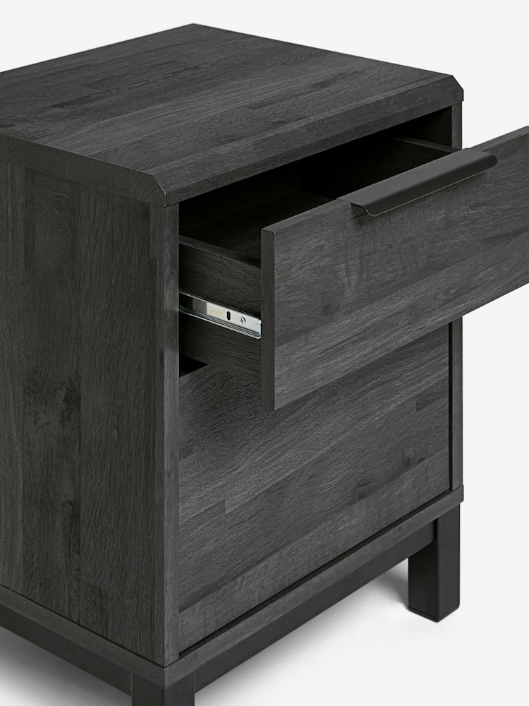 Black Bronx Oak Effect 2 Drawer Bedside Table - Image 9 of 9