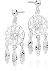 Beaverbrooks Silver Cubic Zirconia Dreamcatcher Earrings - Image 1 of 3
