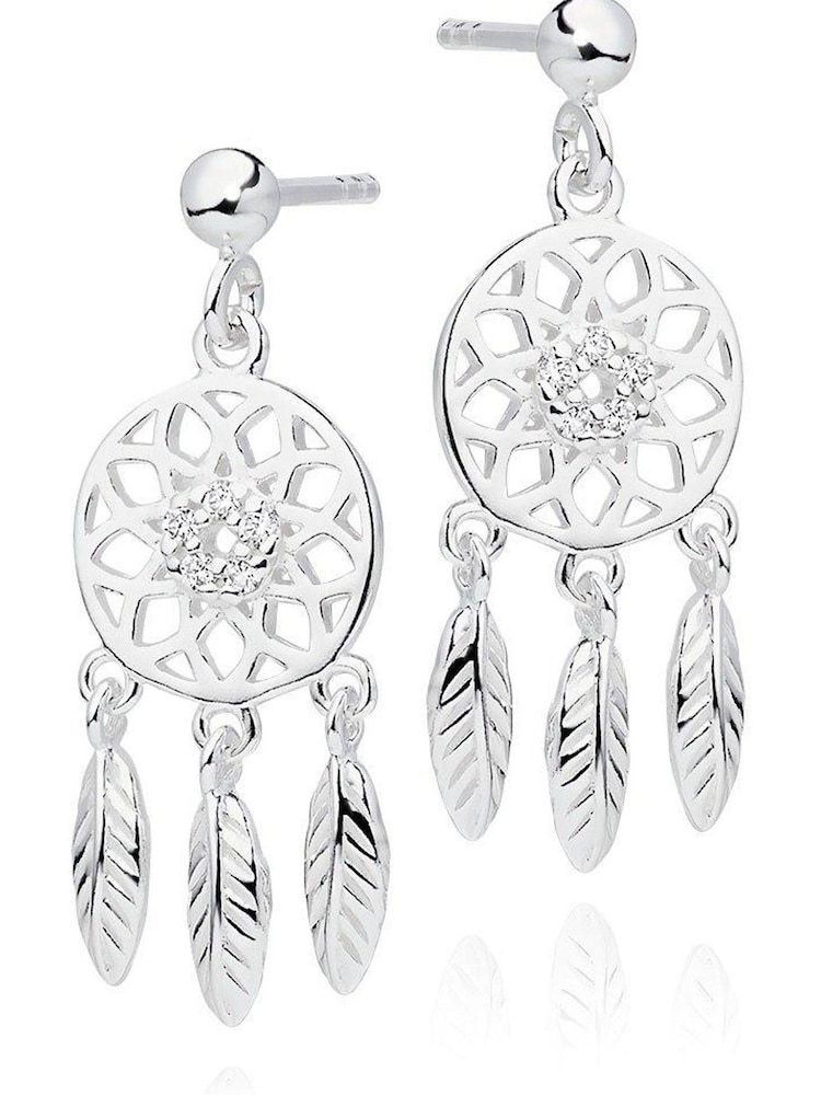Beaverbrooks Silver Cubic Zirconia Dreamcatcher Earrings - Image 1 of 3 Beaverbrooks Silver Cubic Zirconia Dreamcatcher Earrings - Image 1 of 3