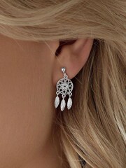 Beaverbrooks Silver Cubic Zirconia Dreamcatcher Earrings - Image 3 of 3