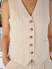 Myleene Klass Neutral Stripe Linen Waistcoat - Image 5 of 5