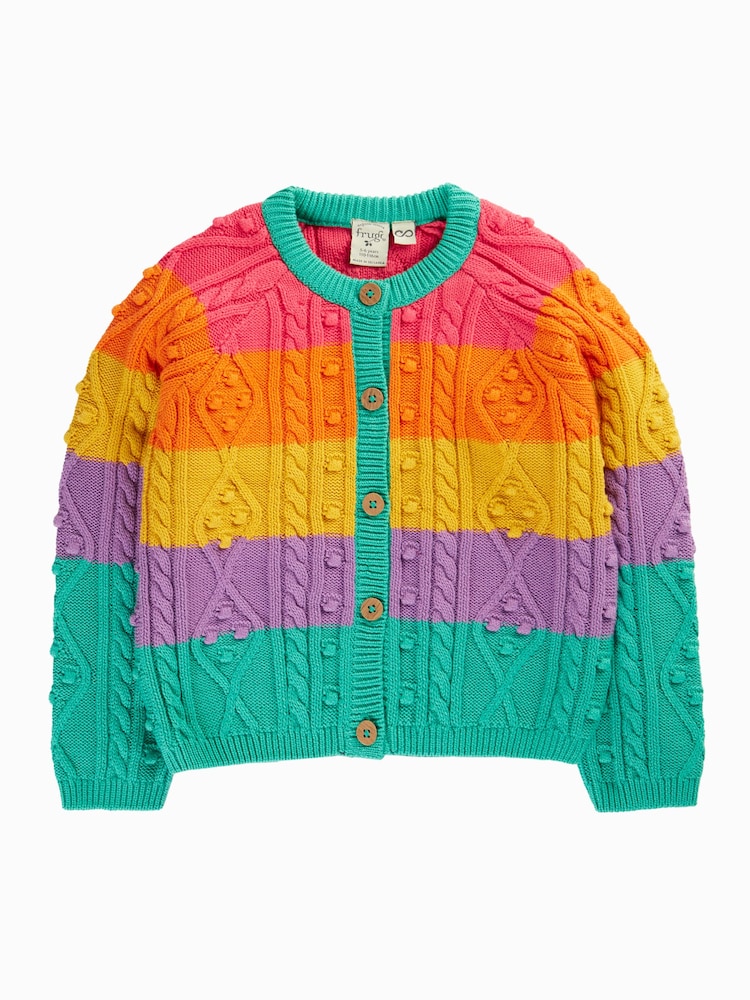 Frugi Blue Clay Cable Knit Cardigan - Image 1 of 3 Frugi Blue Clay Cable Knit Cardigan - Image 1 of 3
