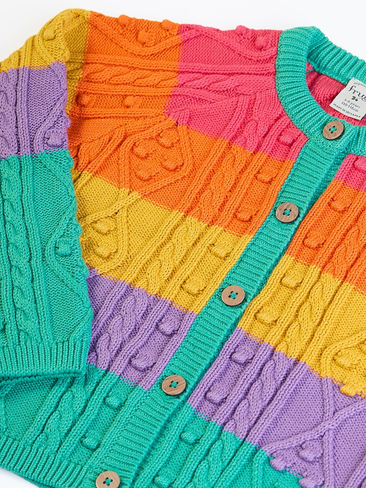 Frugi Blue Clay Cable Knit Cardigan - Image 2 of 3 Frugi Blue Clay Cable Knit Cardigan - Image 2 of 3