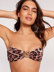 Victoria's Secret Brown Leopard Hardware Bandeau Bikini Top - Image 4 of 7