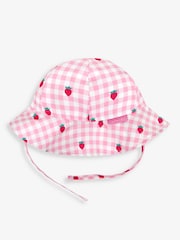 JoJo Maman Bébé Pink Strawberry UPF 50 Floppy Sun Hat - Image 3 of 4