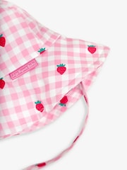 JoJo Maman Bébé Pink Strawberry UPF 50 Floppy Sun Hat - Image 4 of 4