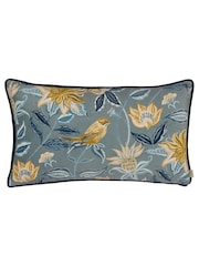Evans Lichfield Blue Chatsworth Aviary Country Floral Piped Cushion - Image 3 of 6