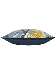 Evans Lichfield Blue Chatsworth Aviary Country Floral Piped Cushion - Image 5 of 6