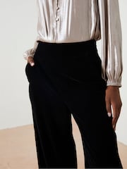 FatFace Black Wide Leg Velvet Trousers - Image 5 of 6
