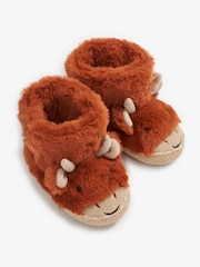 JoJo Maman Bébé Rust Boys' Highland Cow Slipper Boots - Image 3 of 6