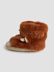 JoJo Maman Bébé Rust Boys' Highland Cow Slipper Boots - Image 6 of 6
