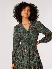 Apricot Green Paisley Ruffle Dress - Image 1 of 4