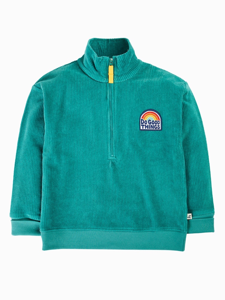 Frugi Green Croft Cord Half Zip Jumper - Image 1 of 1 Frugi Green Croft Cord Half Zip Jumper - Image 1 of 1