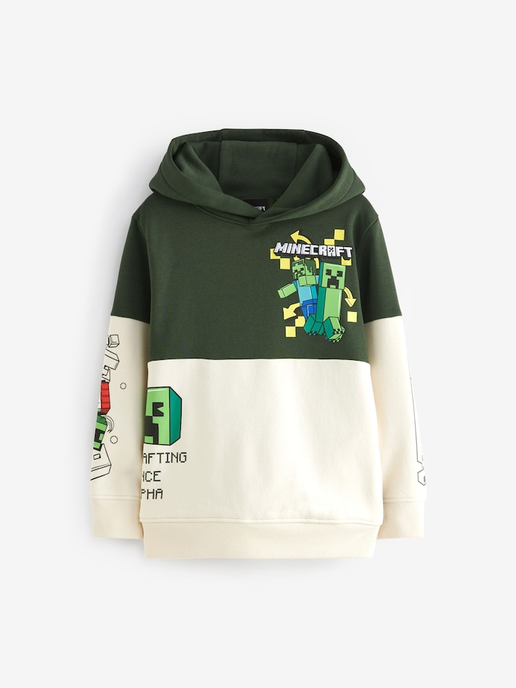 Хаки/кремовый - Colourblock Minecraft License Hoodie (3-16yrs) - Image 1 of 4