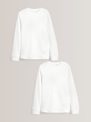 White Long Sleeve Thermal Tops 2 Pack (2-16yrs) - Image 1 of 4
