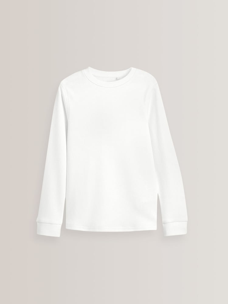 White Long Sleeve Thermal Tops 2 Pack (2-16yrs) - Image 2 of 4