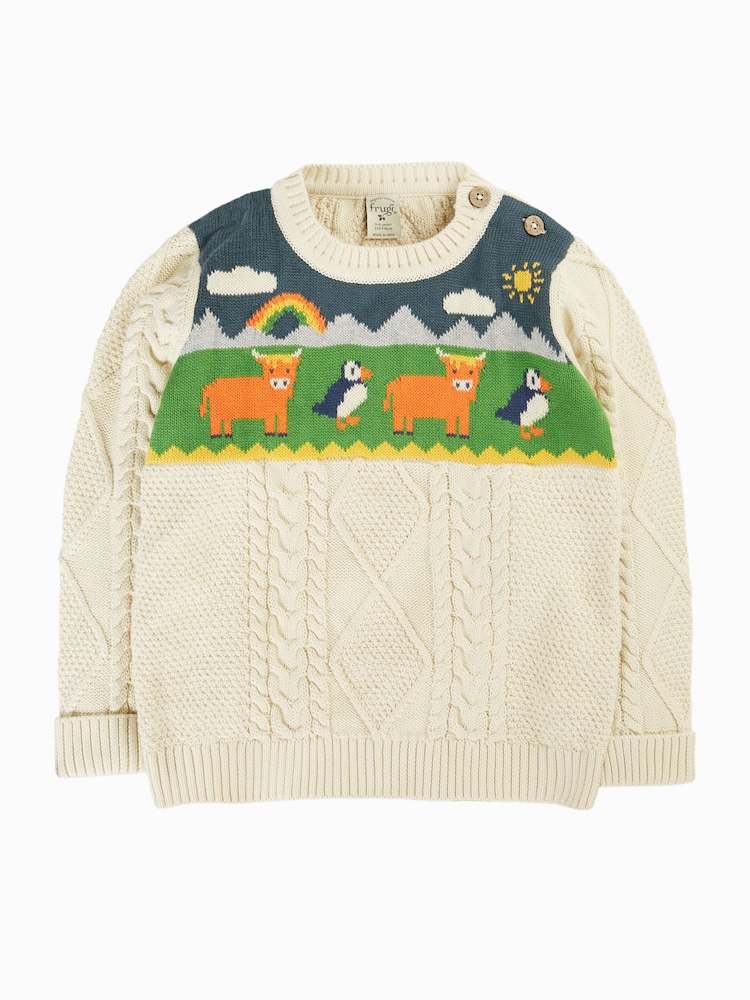 Frugi Natural Clyde Cable Knit Jumper - Image 2 of 4 Frugi Natural Clyde Cable Knit Jumper - Image 2 of 4
