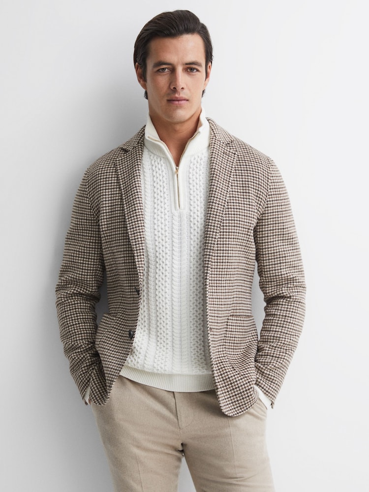 rjava - Reiss Flutter ozek kroj Volnena mešanica Single Breasted blazer - Slika 1 iz 7 rjava - Reiss Flutter ozek kroj Volnena mešanica Single Breasted blazer - Slika 1 iz 7