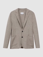 rjava - Reiss Flutter ozek kroj Volnena mešanica Single Breasted blazer - Slika 2 iz 7