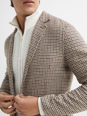 rjava - Reiss Flutter ozek kroj Volnena mešanica Single Breasted blazer - Slika 4 iz 7