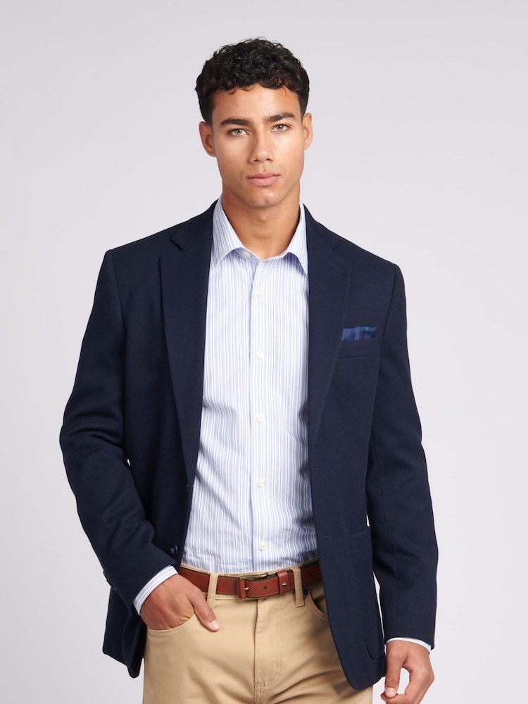 U.S. Polo Assn. Blue Mens 100% Cotton Diamond Texture Jersey Blazer Coat Jacket - Image 1 of 12