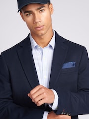 U.S. Polo Assn. Blue Mens 100% Cotton Diamond Texture Jersey Blazer Coat Jacket - Image 4 of 12
