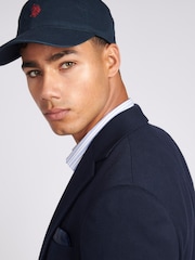 U.S. Polo Assn. Blue Mens 100% Cotton Diamond Texture Jersey Blazer Coat Jacket - Image 5 of 12