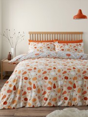 Catherine Lansfield Grey Brushed 100% Cotton Autumn Pumpkin Gonks Duvet Cover Set - Image 2 of 4