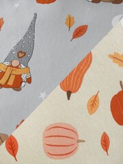 Catherine Lansfield Grey Brushed 100% Cotton Autumn Pumpkin Gonks Duvet Cover Set - Image 4 of 4