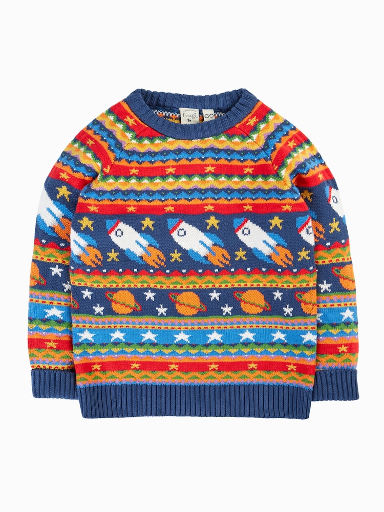 Frugi Blue Fowey Fairisle Knitted Jumper - Image 2 of 4 Frugi Blue Fowey Fairisle Knitted Jumper - Image 2 of 4