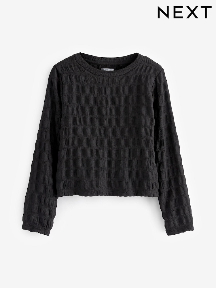 Black Long Sleeve Textured T-Shirt (3-16yrs) - Image 1 of 3