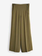 Khaki Green Tailored Crepe Super Wide Trousers - Image 5 of 6
