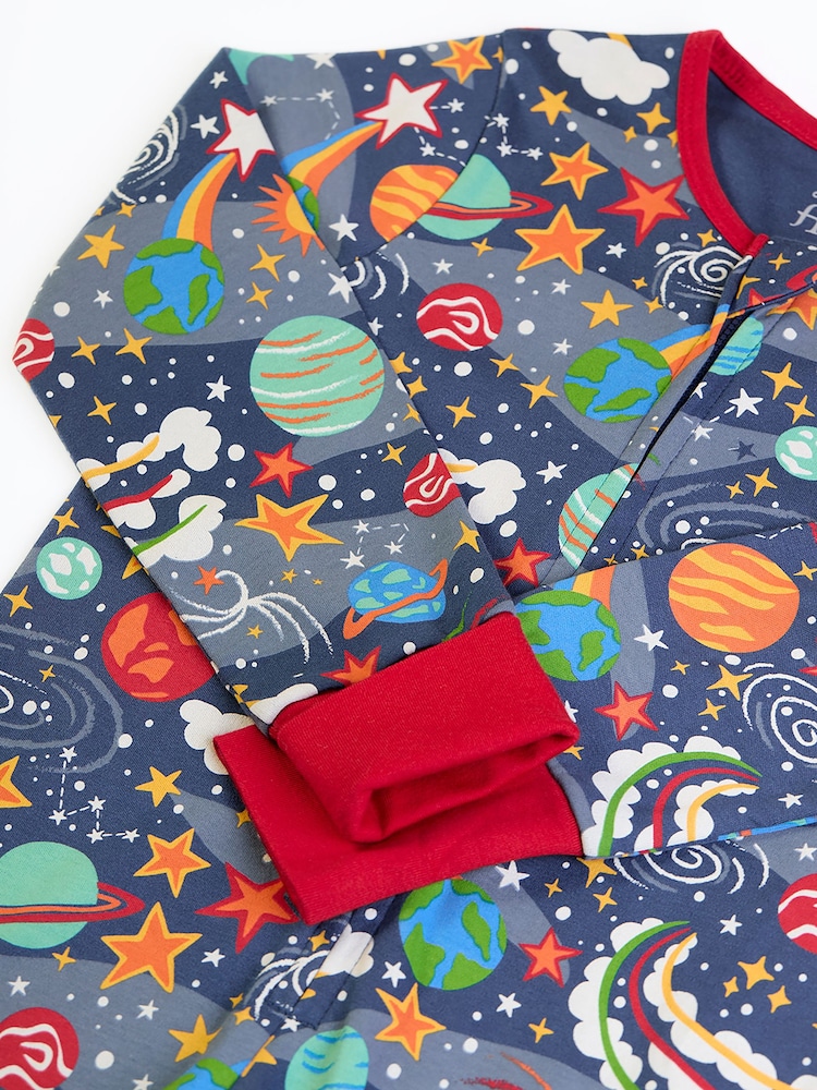 Frugi Blue Zelah Zip Up All-In-One - Image 2 of 3 Frugi Blue Zelah Zip Up All-In-One - Image 2 of 3