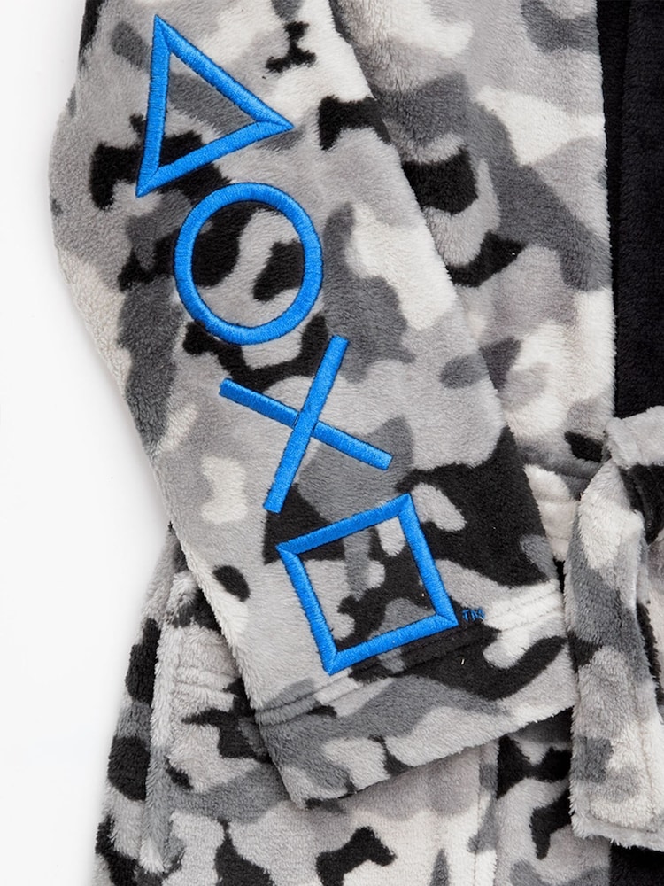 Vanilla Underground Grey Playstation Unisex Kids Fleece Dressing Gown Robe - Image 3 of 5