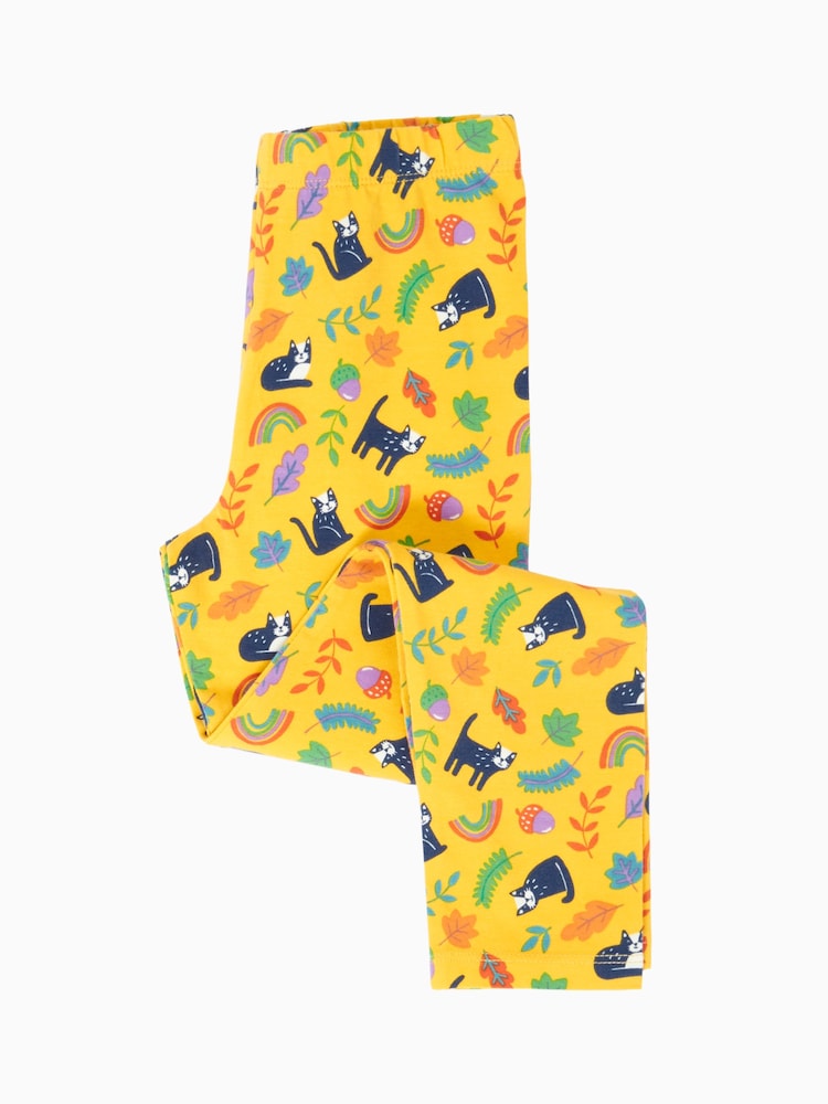 Frugi Yellow Halloween Libby Printed Leggings - Image 1 of 4 Frugi Yellow Halloween Libby Printed Leggings - Image 1 of 4
