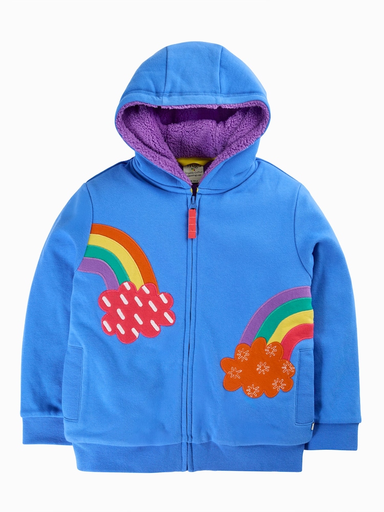 Frugi Blue Ted Fleece Lined Hoodie - Image 1 of 3 Frugi Blue Ted Fleece Lined Hoodie - Image 1 of 3