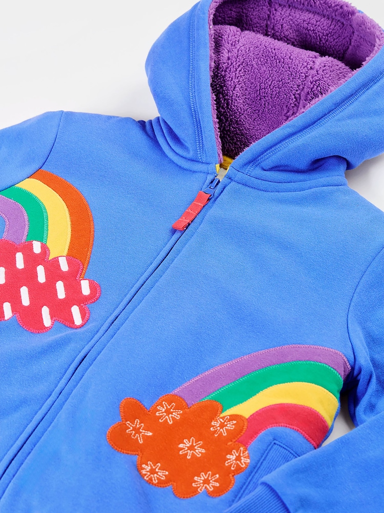 Frugi Blue Ted Fleece Lined Hoodie - Image 2 of 3 Frugi Blue Ted Fleece Lined Hoodie - Image 2 of 3