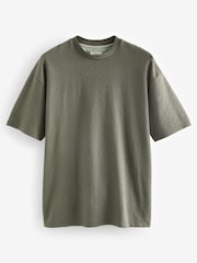 Khaki Green Textured Relaxed Fit T-Shirt - Image 4 of 5