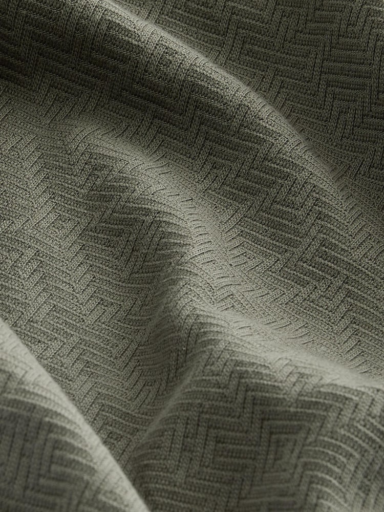 Khaki Green Textured Relaxed Fit T-Shirt - Image 5 of 5