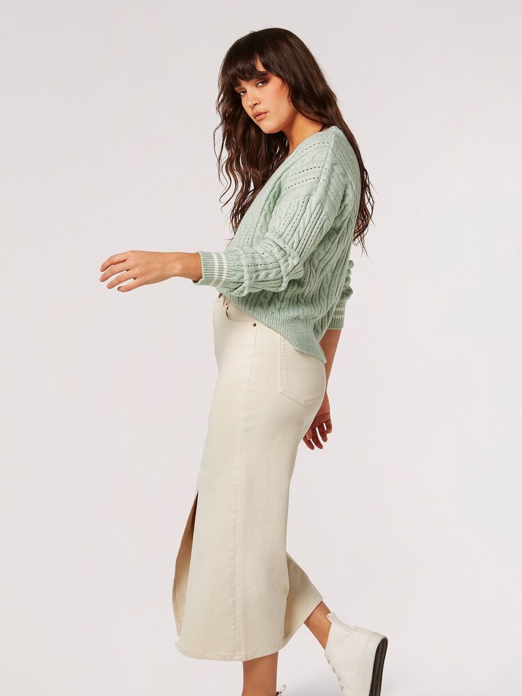 Apricot Green Stripe Detail Cricket Jumper - Image 4 of 4
