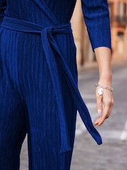Sosandar Blue Plisse Wrap Front Jumpsuit - Image 5 of 5