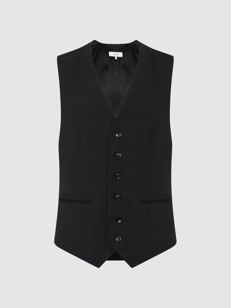 Reiss Black Hope Modern Fit Travel Waistcoat - Image 2 of 5